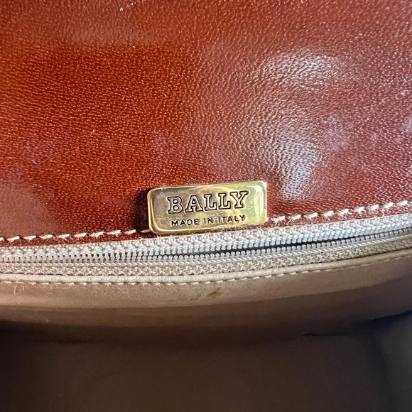 Bally Vintage Brown Leather Top Handle Purse with Strap Made in Italy - Picture 6 of 13